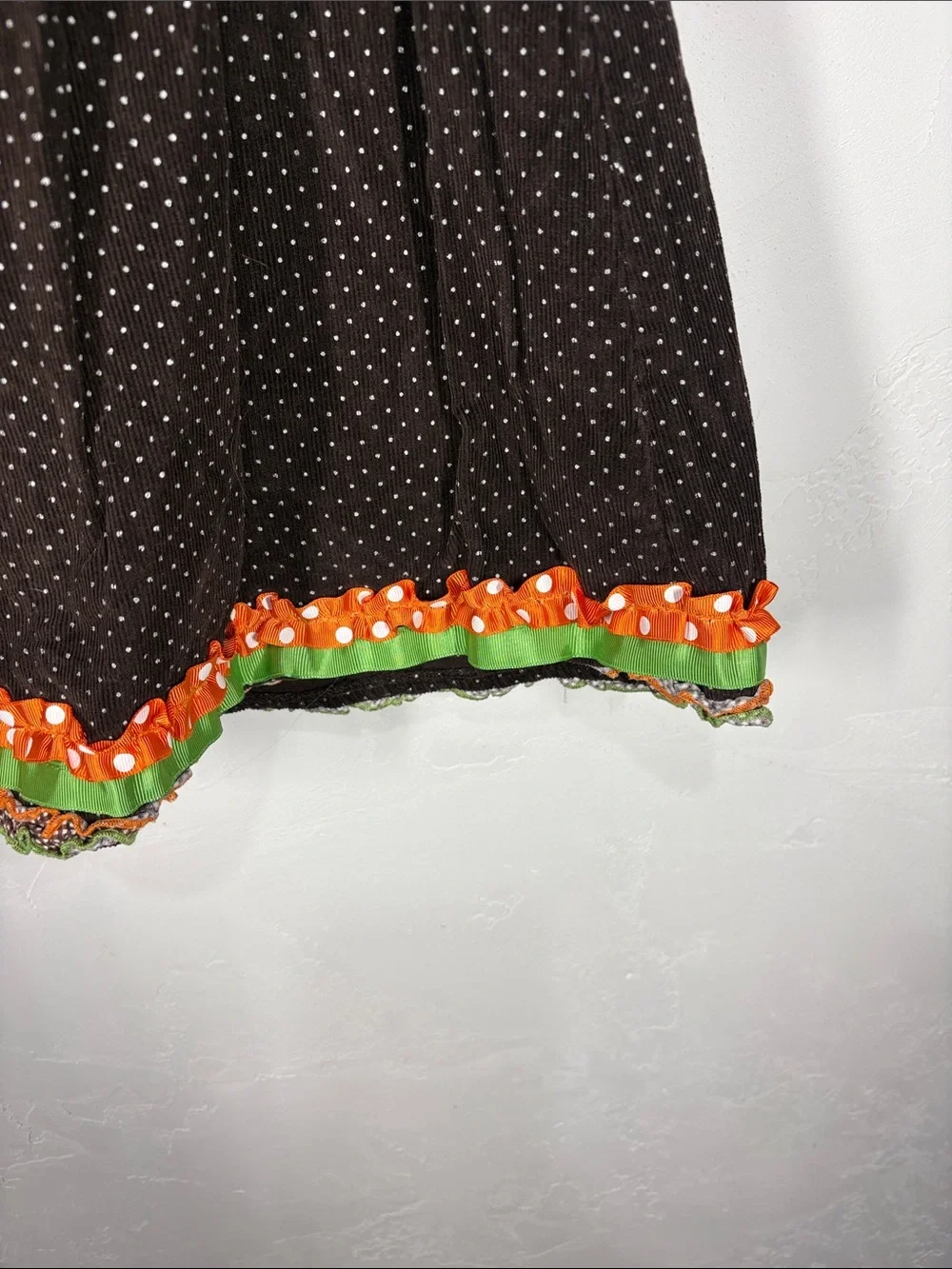 Bonnie Jean Brown Corduroy Polka Dot Turkey Appliqué Dress size 5